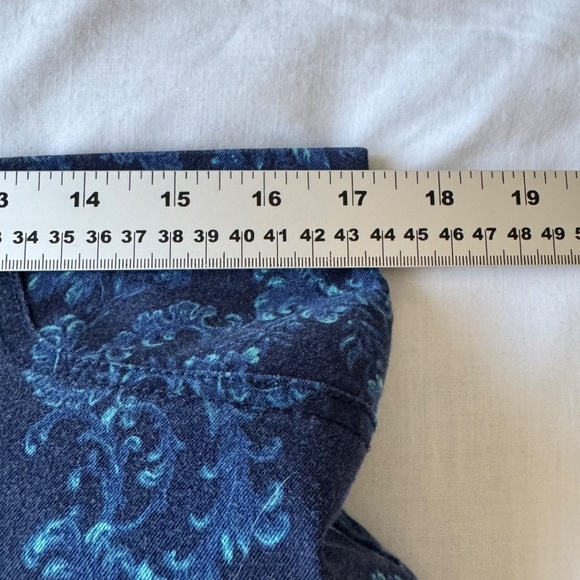 Isaac Mizrahi Live Women's 14 Abstract Floral Pull-On Stretch Pants Blue Jegging - Picture 9 of 12